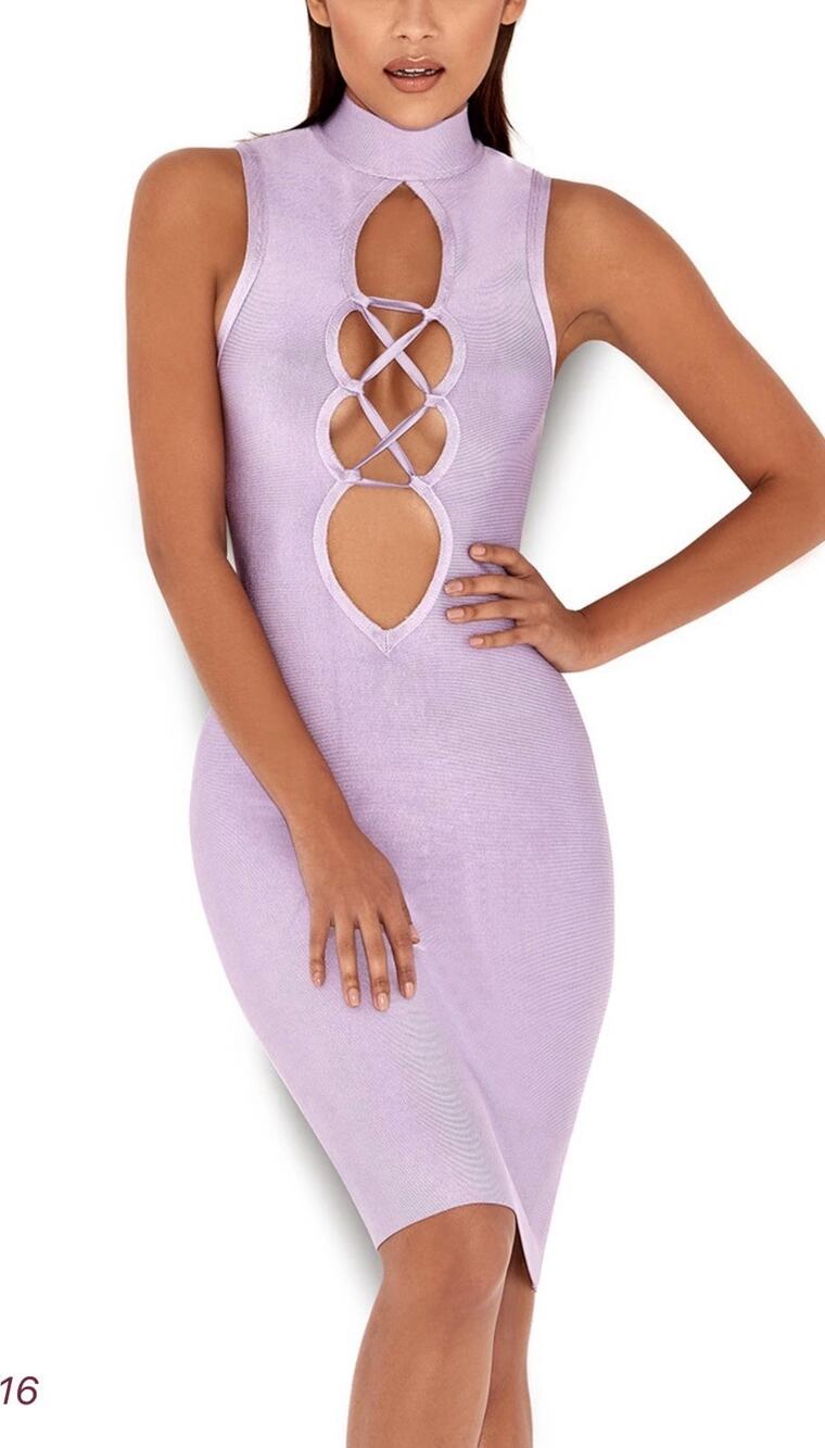 House Of CB Harun Lilac Lace Up Bandage Dress XS New Without Tags $179 MSRP